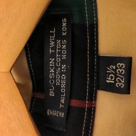 Like new bass twill button down shirt men's size 16.5 32/33 interi plaid collar - Picture 6 of 6